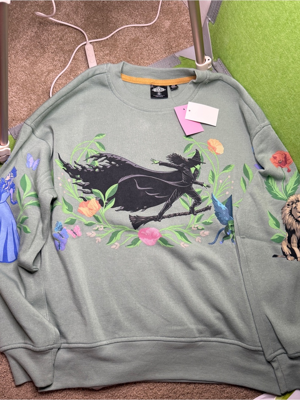 Womens Sage Green Wicked Graphic Crewneck Sweatshirt - [Brand]